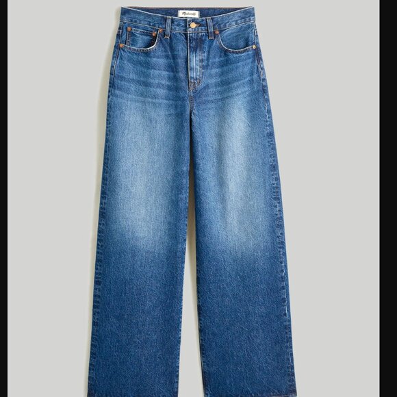 LIKE NEW Madewell Superwide Leg Jeans in Halleran Wash size 33 raw hem - Picture 7 of 7